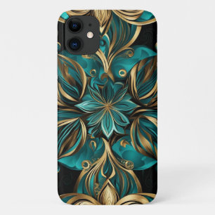Damask Flower Gold Smaragd Zwart Case-Mate iPhone Case