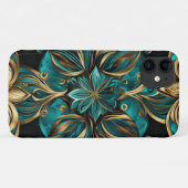 Damask Flower Gold Smaragd Zwart Case-Mate iPhone Case (Achterkant (horizontaal))