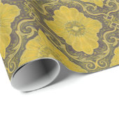 Damask Flowers  Bohemian Pattern Old Gold Cadeaupapier (Rol Hoek)