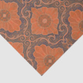 Damask Flowers Oranje Bruin  Floral Pattern Tissuepapier (Detail)