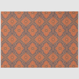 Damask Flowers Oranje Bruin Floral Pattern Tissuepapier