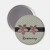 Damask Flowers Striped Border Magnet (Voorkant / Achterkant)