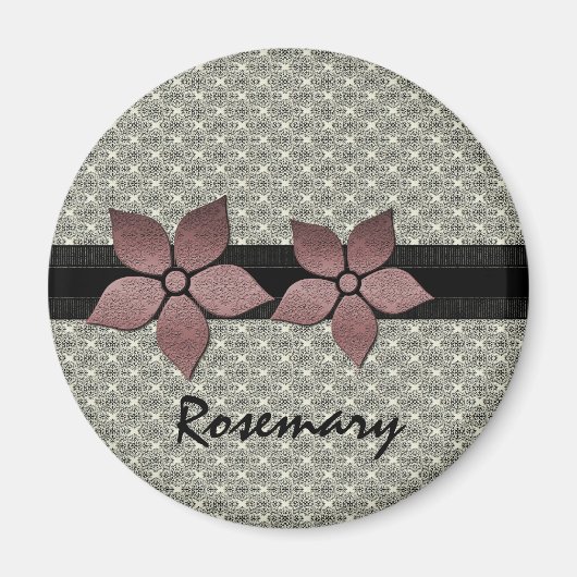 Damask Flowers Striped Border Magnet (Voorkant)