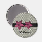 Damask Flowers Striped Border Magnet (Voorkant / Achterkant)