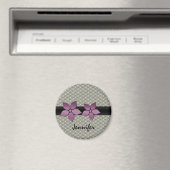 Damask Flowers Striped Border Magnet (Insitu (Vaatwasser))