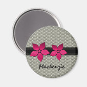 Damask Flowers Striped Border Magnet (Voorkant / Achterkant)