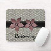 Damask Flowers Striped Border Mousepad Muismat (Met muis)