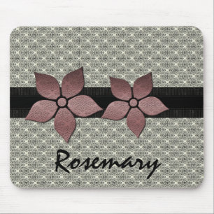 Damask Flowers Striped Border Mousepad Muismat