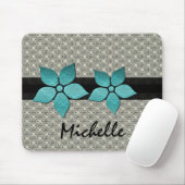 Damask Flowers Striped Border Mousepad Muismat (Met muis)