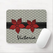 Damask Flowers Striped Border Mousepad Muismat (Met muis)