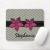Damask Flowers Striped Border Mousepad Muismat (Met muis)