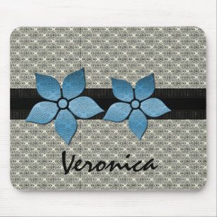 Damask Flowers Striped Border Mousepad Muismat