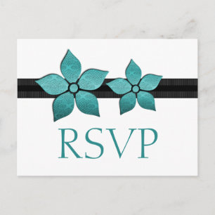 Damask Flowers Striped Border RSVP Card Uitnodiging Briefkaart