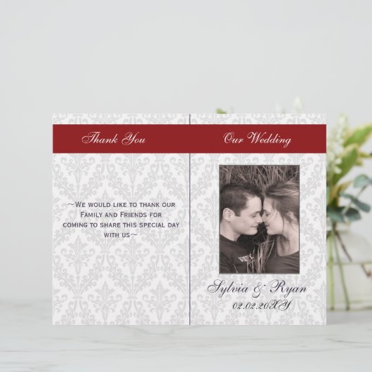 Damask Folding Photo bruiloft programma's (Staand voorkant)