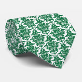 Damask - Forest Green op White Stropdas (Opgerold)