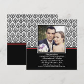 Damask Formal Photo Invitation Kaart (Voorkant / Achterkant)