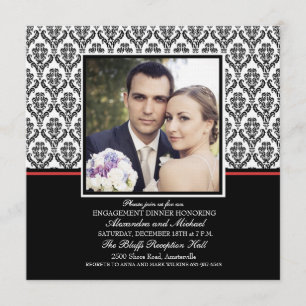 Damask Formal Photo Invitation Kaart