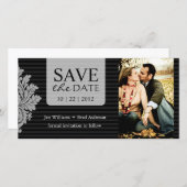 Damask Foto Save The Date Uitnodiging (Voorkant / Achterkant)
