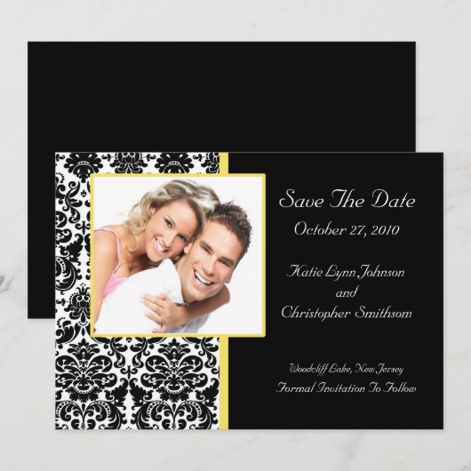 Damask Foto slaat de datum aankondiging op (Voorkant / Achterkant)