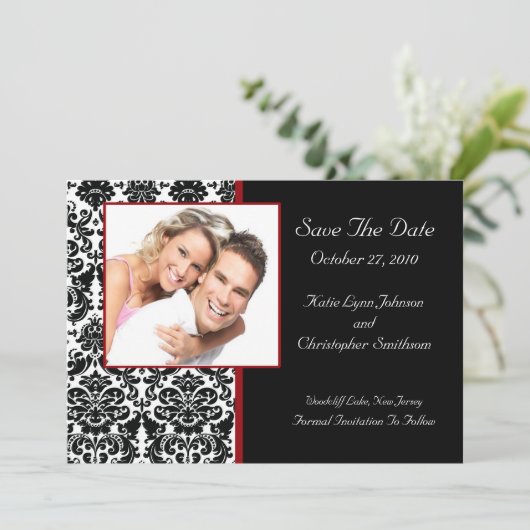 Damask Foto slaat de datum aankondiging op (Staand voorkant)