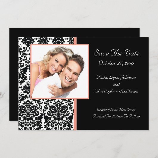 Damask Foto slaat de datum aankondiging op (Voorkant / Achterkant)