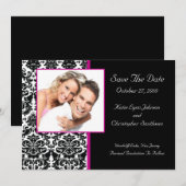 Damask Foto slaat de datum op waarop de PINK-meded Save The Date (Voorkant / Achterkant)