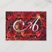 DAMASK FRACTAL MONOGRAM geel rood fuchsia Visitekaartje (Achterkant)