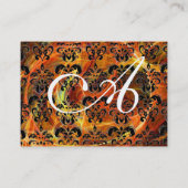 DAMASK FRACTAL MONOGRAM geel rood roze Visitekaartje (Achterkant)