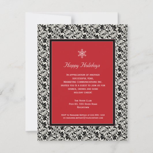 Damask Framed Holiday Party Uitnodiging (Voorkant)