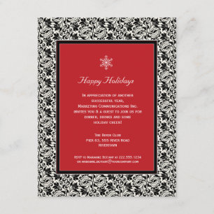 Damask Framed Holiday Party Uitnodiging