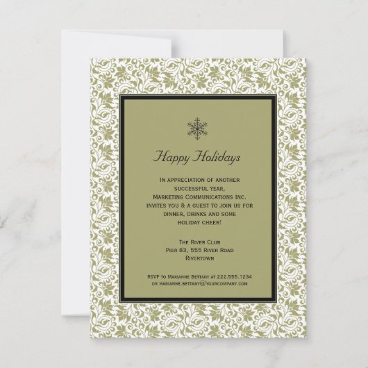 Damask Framed Holiday Party Uitnodiging (Voorkant)