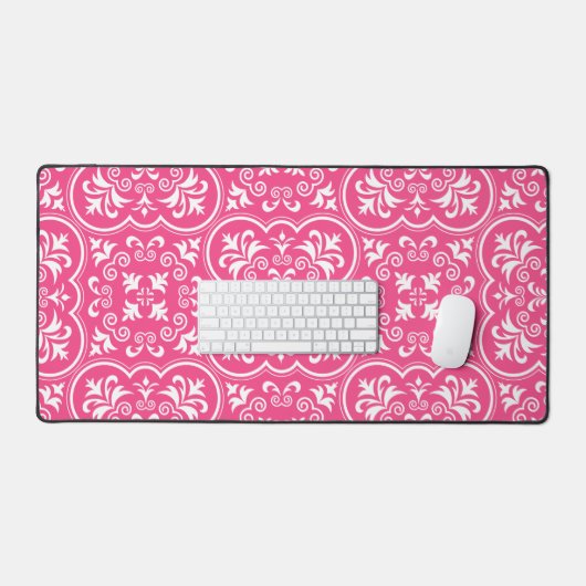 Damask Franse Roos kleur Bureaumat (Keyboard & Muis)