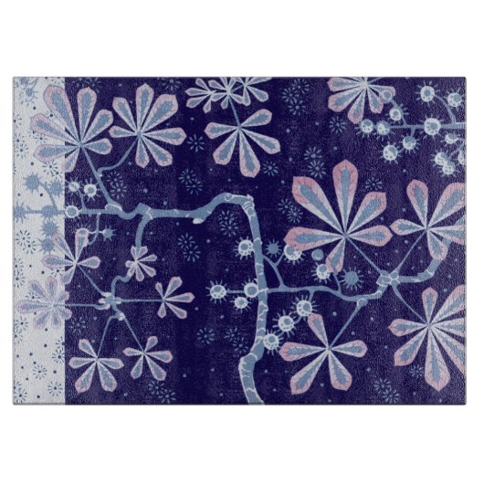 Damask Frost Flower Large Glass Cutting Board Snijplank (Voorkant)