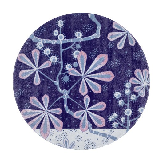 Damask Frost Round Glass Cutting Board Snijplank (Voorkant)