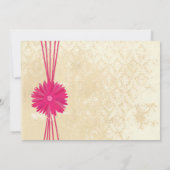 Damask Fuchsia Gerber Daisy Wedding Invitation Kaart (Achterkant)