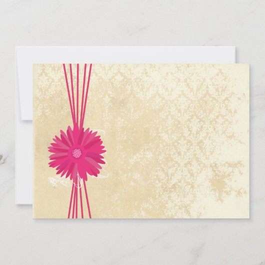Damask Fuchsia Gerber Daisy Wedding Invitation Kaart (Achterkant)