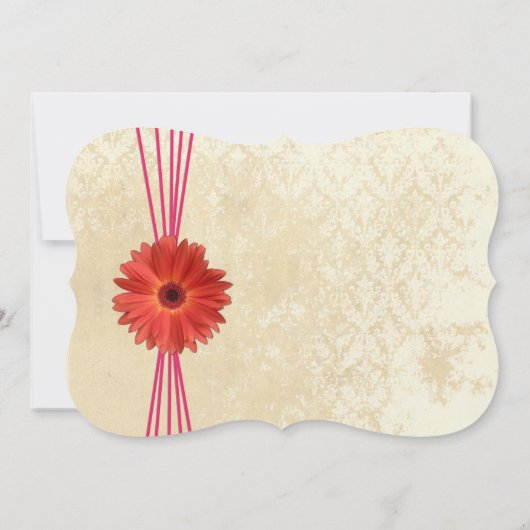 Damask Fuchsia Gerber Daisy Wedding Invitation Kaart (Achterkant)