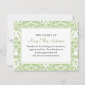Damask Funeral Note Card Flat Bereavement Note Notitiekaartje (Voorkant)