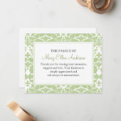 Damask Funeral Note Card Flat Bereavement Note Notitiekaartje (Voorkant / Achterkant in situ)