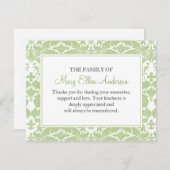 Damask Funeral Note Card Flat Bereavement Note Notitiekaartje (Voorkant / Achterkant)