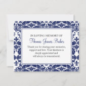 Damask Funeral Note Card Flat Bereavement Note Notitiekaartje (Voorkant)