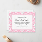 Damask Funeral Note Card Flat Bereavement Note Notitiekaartje (Voorkant / Achterkant in situ)