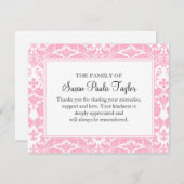 Damask Funeral Note Card Flat Bereavement Note Notitiekaartje (Voorkant / Achterkant)