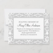 Damask Funeral Note Card Flat Bereavement Note Notitiekaartje (Voorkant)