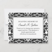 Damask Funeral Note Card Flat Bereavement Note Notitiekaartje (Voorkant)