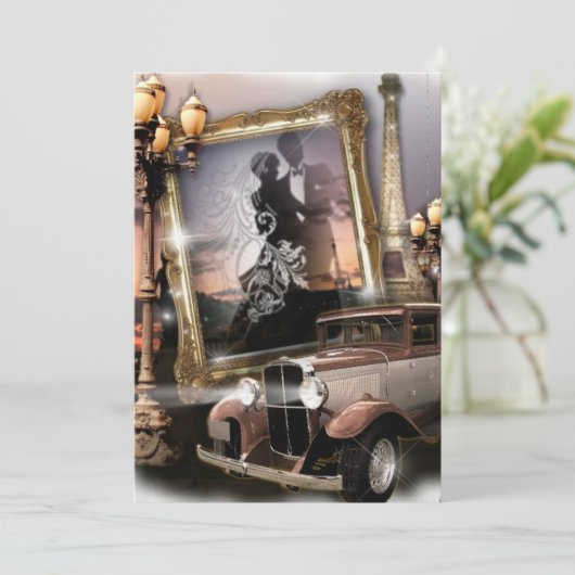  damask gangster trouwnodigt uit kaart (Staand voorkant)