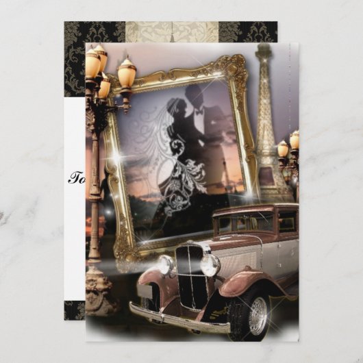  damask gangster trouwnodigt uit kaart (Voorkant / Achterkant)