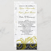 Damask geel Trouwprogramma Programmakaart (Voorkant / Achterkant)