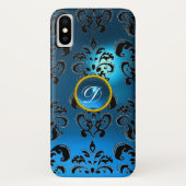 DAMASK GEM MONOGRAM blauw Case-Mate iPhone Case (Achterkant)