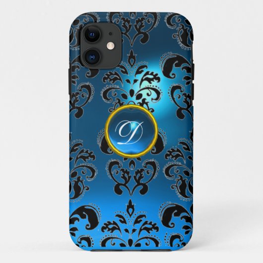 DAMASK GEM MONOGRAM blauw Case-Mate iPhone Case (Achterkant)